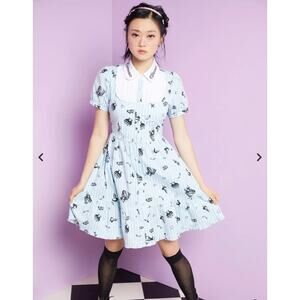 NWT Disney Alice In Wonderland Curiouser & Curiouser Collared Blue White Dress M